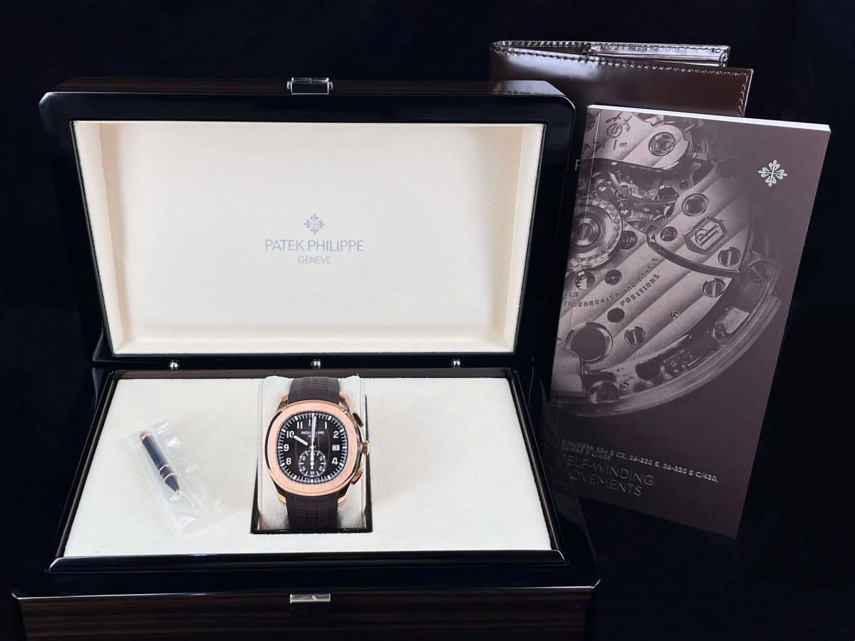 百達翡麗 Patek Philippe Aquanaut Chronograph 5968R-001 18K玫瑰金錶殼搭配巧克力棕色壓紋面盤與複合材質錶帶